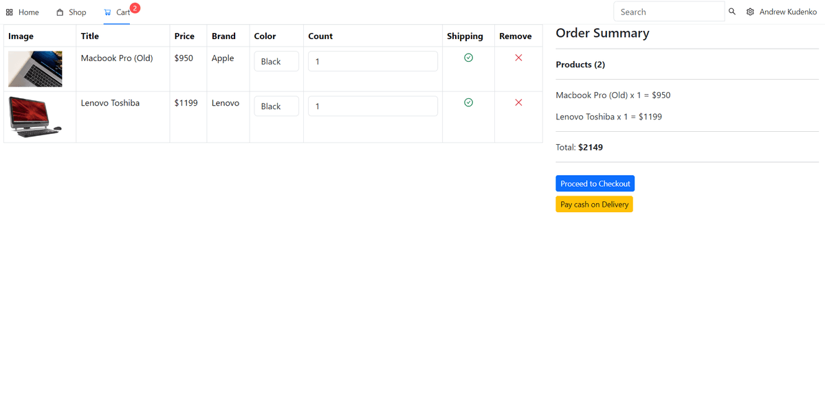 Cart Page